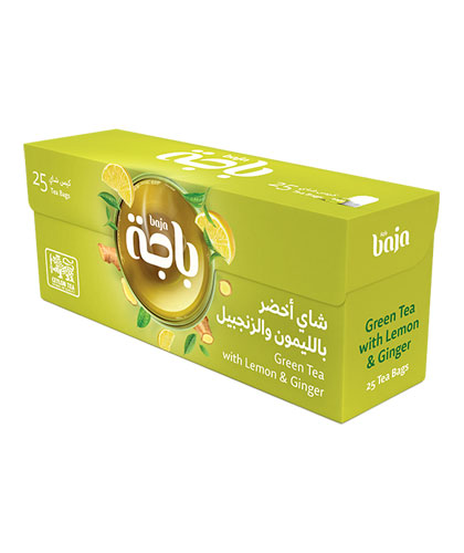 شاي أخضر بالليمون والزنجبيل